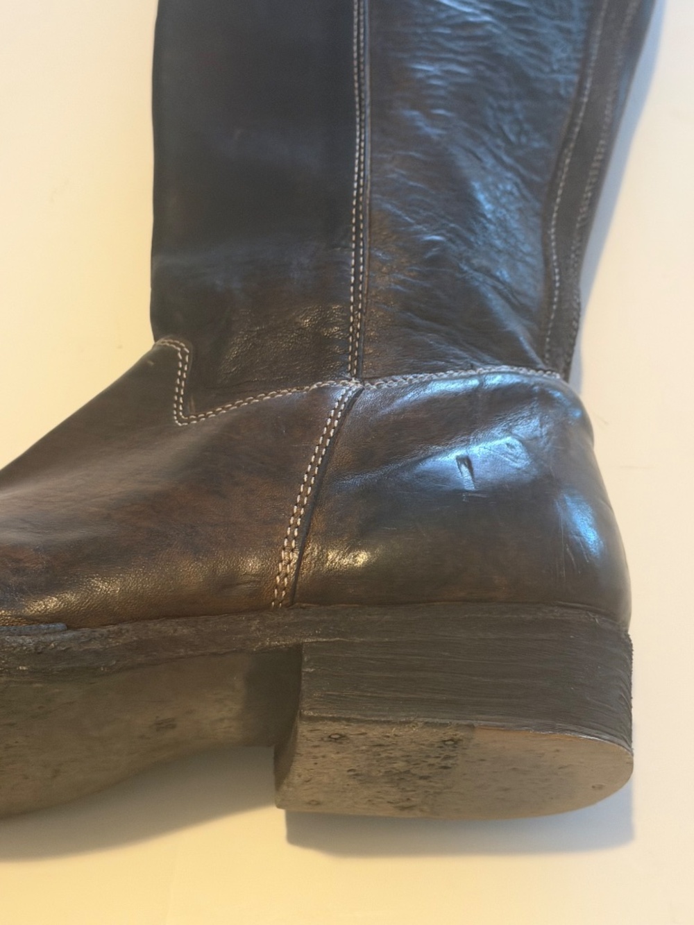Women’s Brown Leather & Suede Tall Riding Boots – Size 38 - Picture 2 of 16